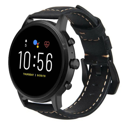 Fossil Gen 4 Explorist (HR) Lederarmband (Schwarz)