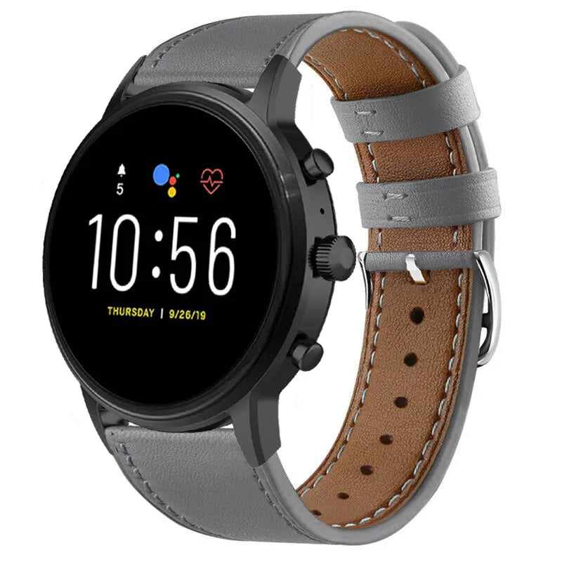 Correa cuero Fossil Gen 4 Explorist HR (gris)