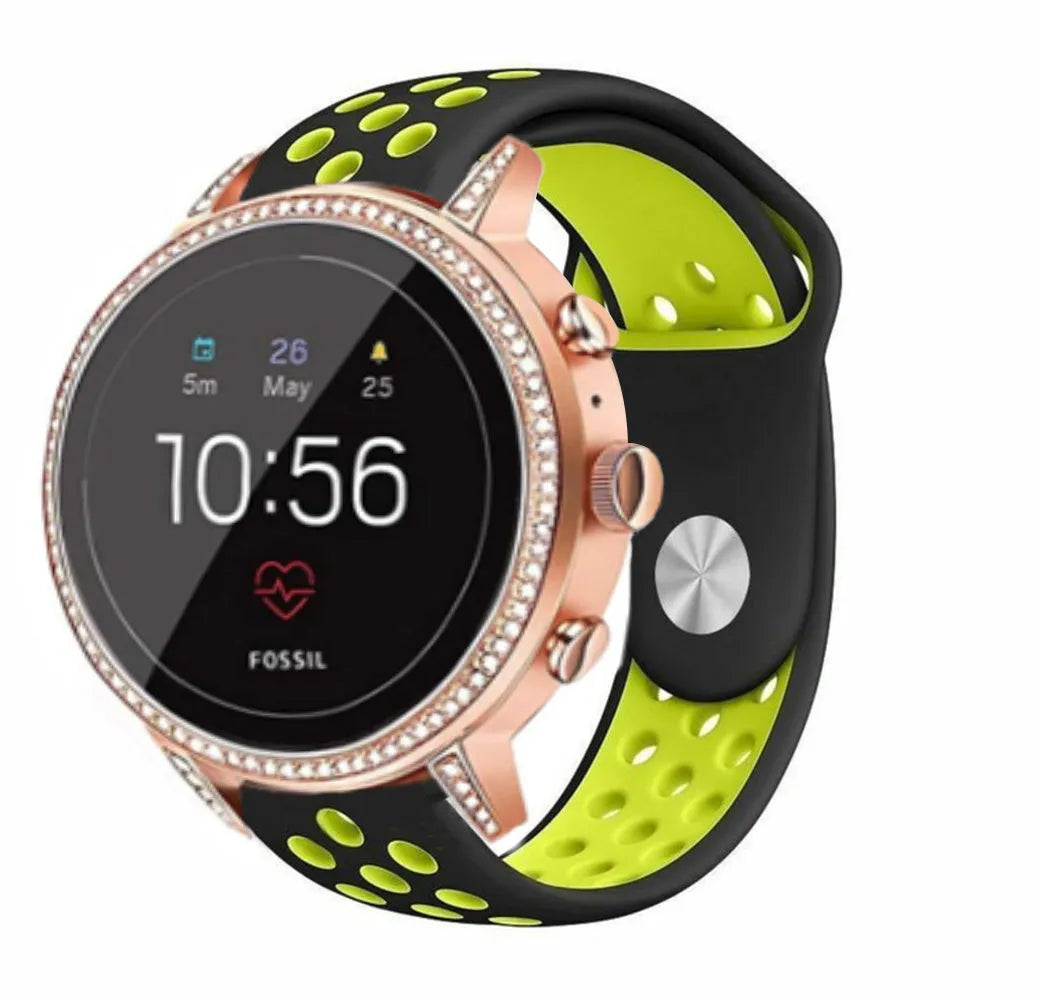 Fossil Gen 4 Venture (HR) sport band (zwart/geel)