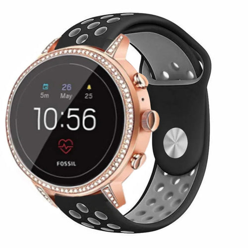 Fossil Gen 4 Venture (HR) sport band (zwart/grijs)