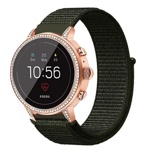 Fossil Gen 4 Venture (HR) Nylon Strap (Dark Green)