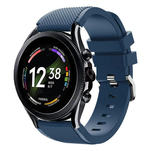 Twill Silicone Strap, dark blue, on a watch, 3/4 front view