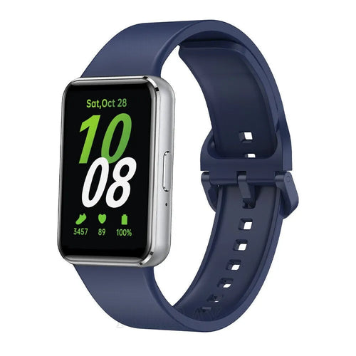 Silicone Strap, dark blue, on a watch, 3/4 front view