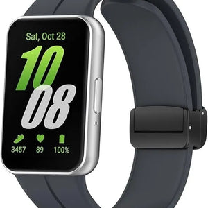 D-Buckle Silicone Strap, dark grey, on a watch, 3/4 front view