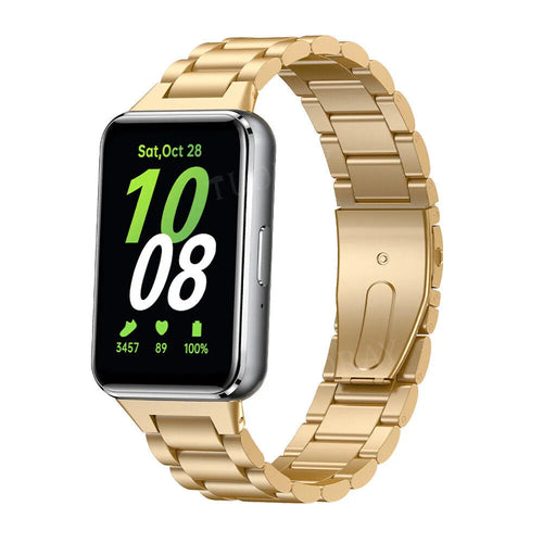 Steel Strap, gold, on a watch, 3/4 front view