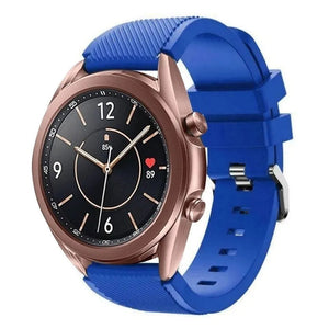 Twill Silicone Strap, blue, on a watch, 3/4 front view