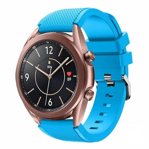 Twill Silicone Strap, light blue, on a watch, 3/4 front view