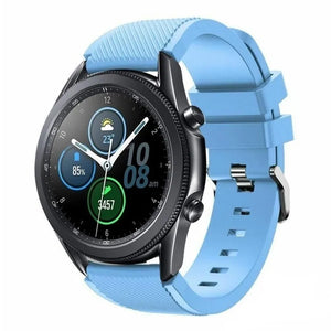 Twill Silicone Strap, sand blue, on a watch, 3/4 front view