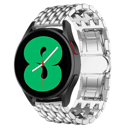 Steel Dragon Strap, silver, on a watch, 3/4 front view
