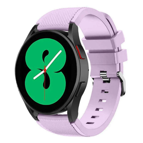 Twill Silicone Strap, lilac, on a watch, 3/4 front view