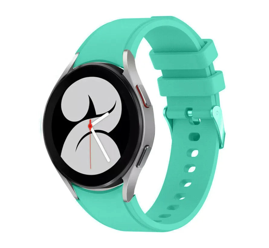 Silicone Strap 'Perfect Fit', aqua, on a watch, 3/4 front view