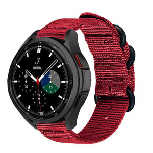Nylon Buckle Strap, red, on a watch, 3/4 front view