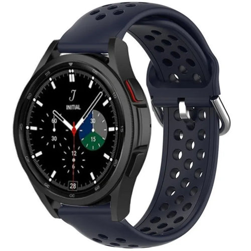 Breathable Silicone Strap, dark blue, on a watch, 3/4 front view