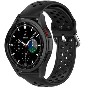 Breathable Silicone Strap, black, on a watch, 3/4 front view