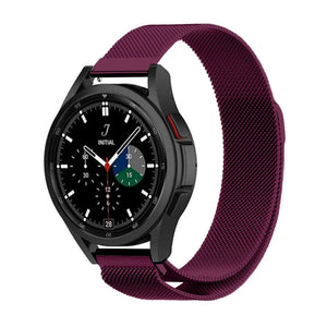 Milanese Strap, purple, on a watch, 3/4 front view