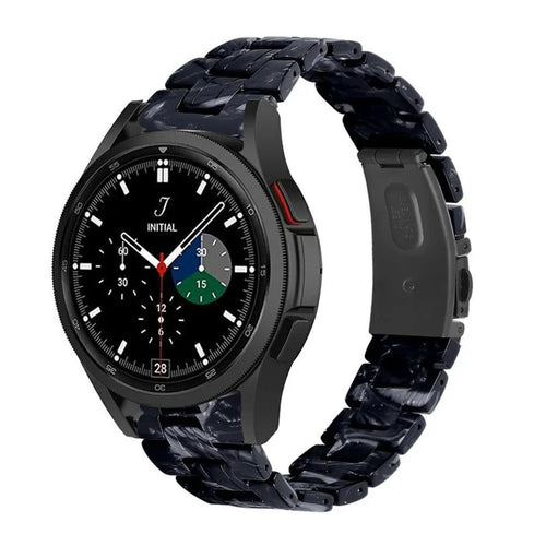 Metal Resin Strap, black/white, on a watch, 3/4 front view