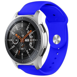 Silicone Sport Strap, blue, on a watch, 3/4 front view