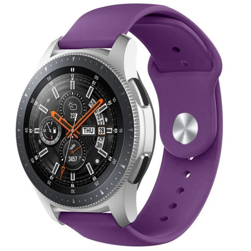 Silicone Sport Strap, purple, on a watch, 3/4 front view