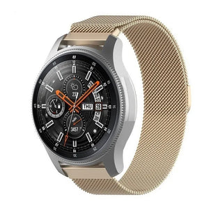 Milanese Strap, champagne, on a watch, 3/4 front view
