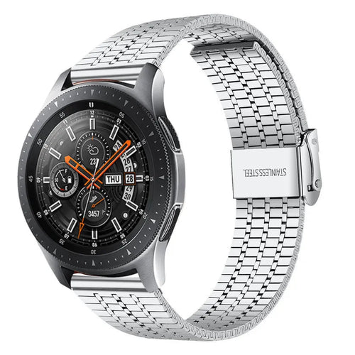 Fine Steel Strap, silver, on a watch, 3/4 front view