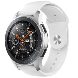 Silicone Sport Strap, white, on a watch, 3/4 front view
