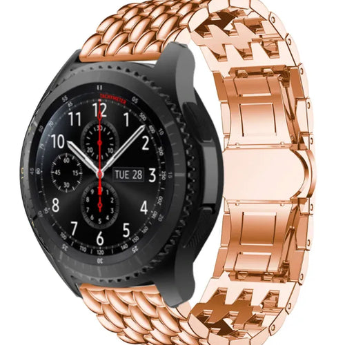 Steel Dragon Strap, rose gold, on a watch, 3/4 front view