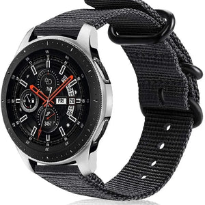 Nylon Buckle Strap, black, on a watch, 3/4 front view