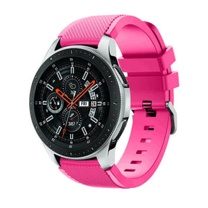Twill Silicone Strap, bright pink, on a watch, 3/4 front view