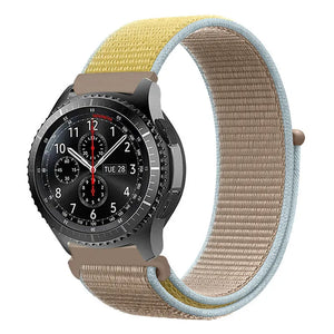 Nylon Strap, camel, on a watch, 3/4 front view