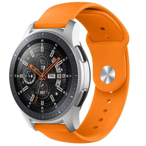 Silicone Sport Strap, orange, on a watch, 3/4 front view