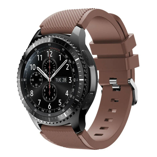 Twill Silicone Strap, brown, on a watch, 3/4 front view