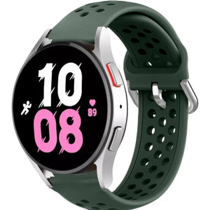 Breathable Silicone Strap, army green, on a watch, 3/4 front view