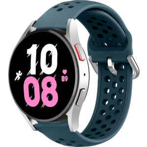 Breathable Silicone Strap, rock green, on a watch, 3/4 front view
