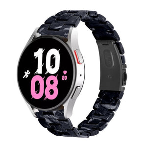 Metal Resin Strap, black/white, on a watch, 3/4 front view