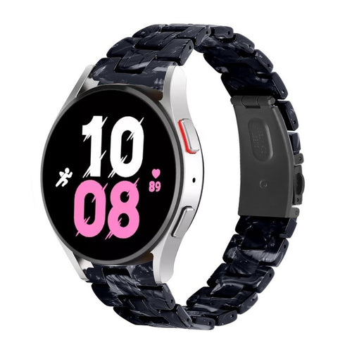 Metal Resin Strap, black/white, on a watch, 3/4 front view