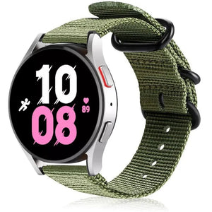 Nylon Buckle Strap, green, on a watch, 3/4 front view
