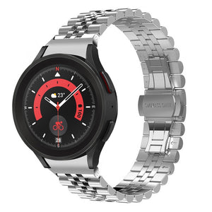 Jubilee Steel Strap, silver, on a watch, 3/4 front view