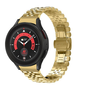 Jubilee Steel Strap, gold, on a watch, 3/4 front view