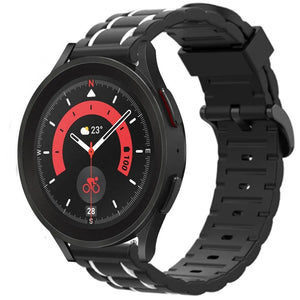Silicone Strap 'Tough', black/white, on a watch, 3/4 front view