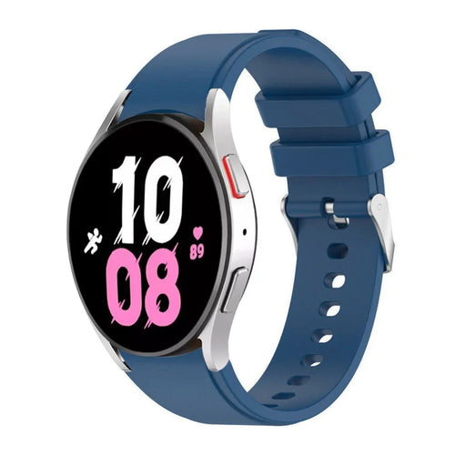 Silicone Strap 'Perfect Fit', blue, on a watch, 3/4 front view