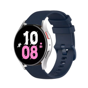 Premium Silicone Strap, dark blue, on a watch, 3/4 front view