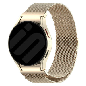 Milanese Strap 'One Push', champagne, on a watch, 3/4 front view