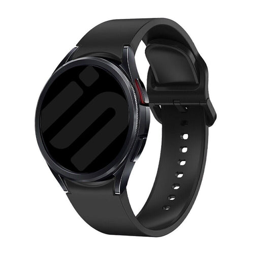 Silicone Strap 'One Push', black, on a watch, 3/4 front view