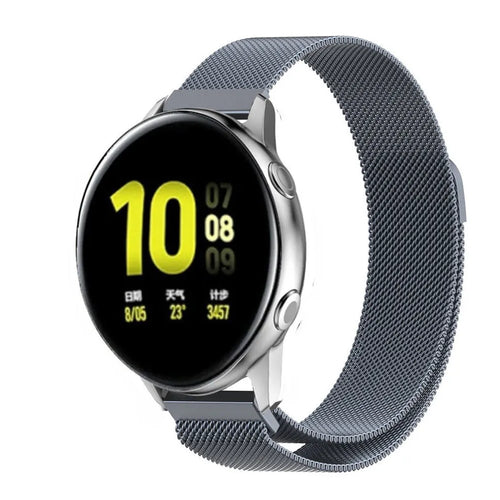 Milanese Strap, space grey, on a watch, 3/4 front view