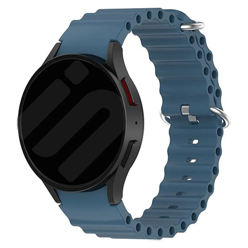 Silicone Ocean Strap, grey-blue, on a watch, 3/4 front view