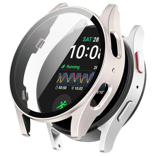 Funda rígida con vidrio Samsung Galaxy Watch 7 40mm (blanco estrella)