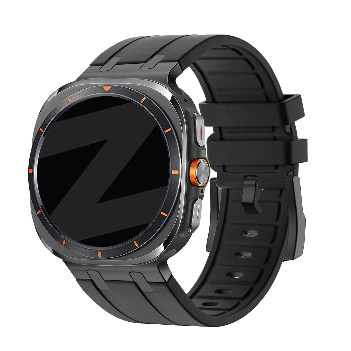 Silicone Strap 'Luxe Liquid', on a watch, 3/4 front view