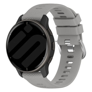 Silicone Strap, light grey, on a watch, 3/4 front view