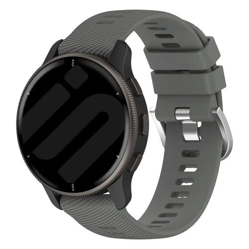 Silicone Strap, dark grey, on a watch, 3/4 front view