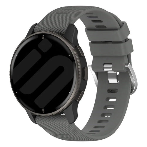 Silicone Strap, dark grey, on a watch, 3/4 front view